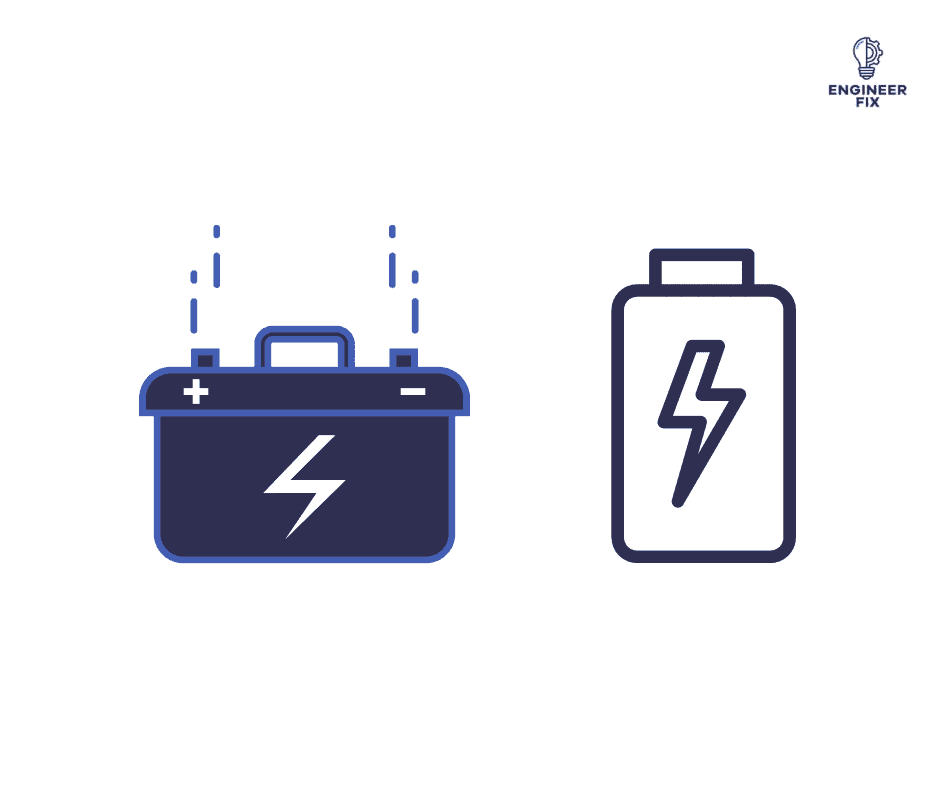 Example of different types of batteries