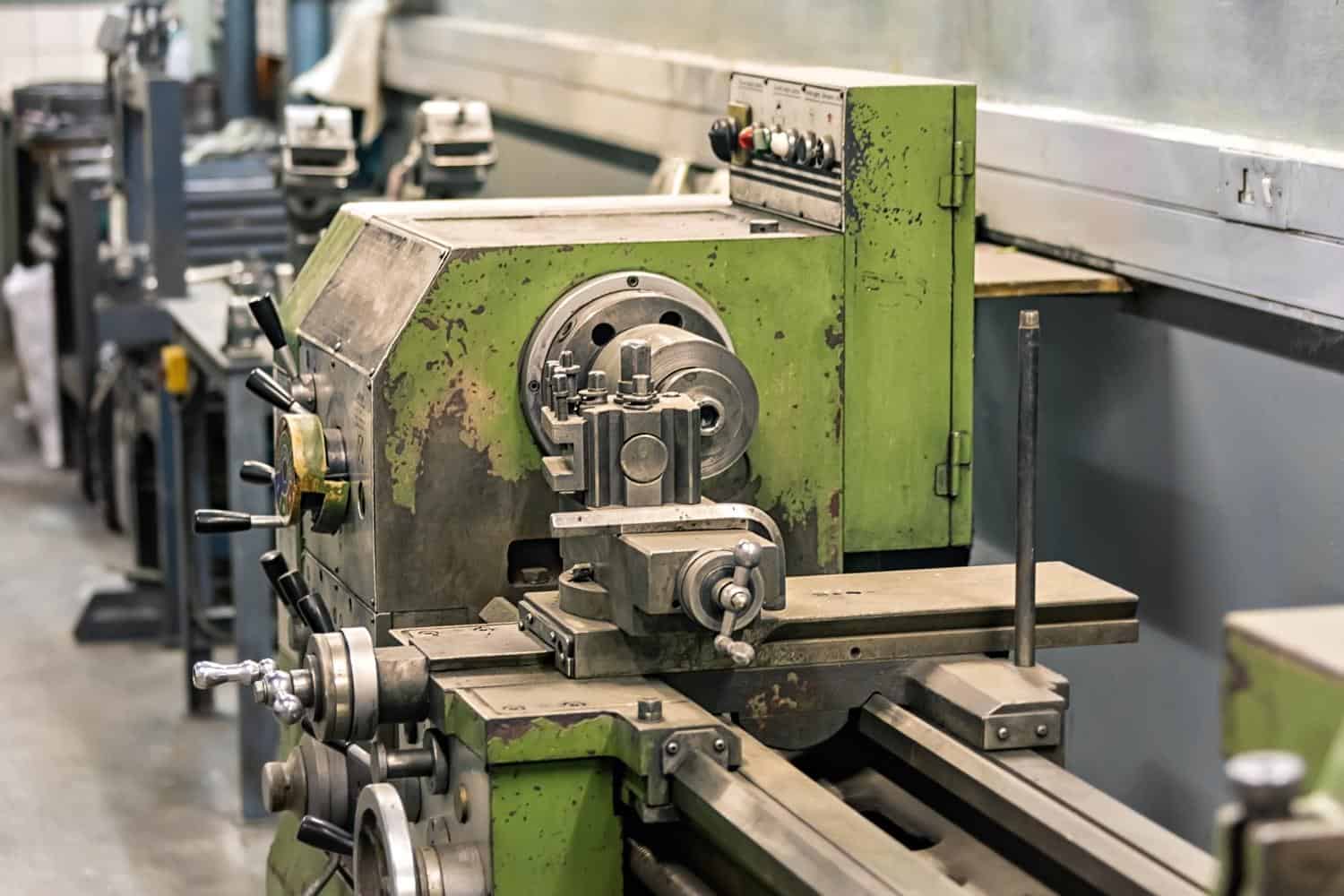 A Lathe Inside A Mechanical Workshop