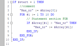An image showing an example of Structured Text PLC programming language